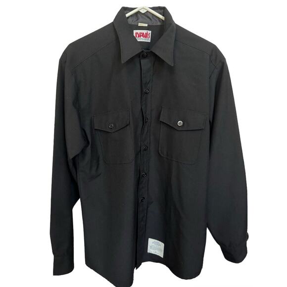 Davis Clothing Company VTG Shirt Mens Large 16.5 Navel Military Black Tag READ - Picture 1 of 7